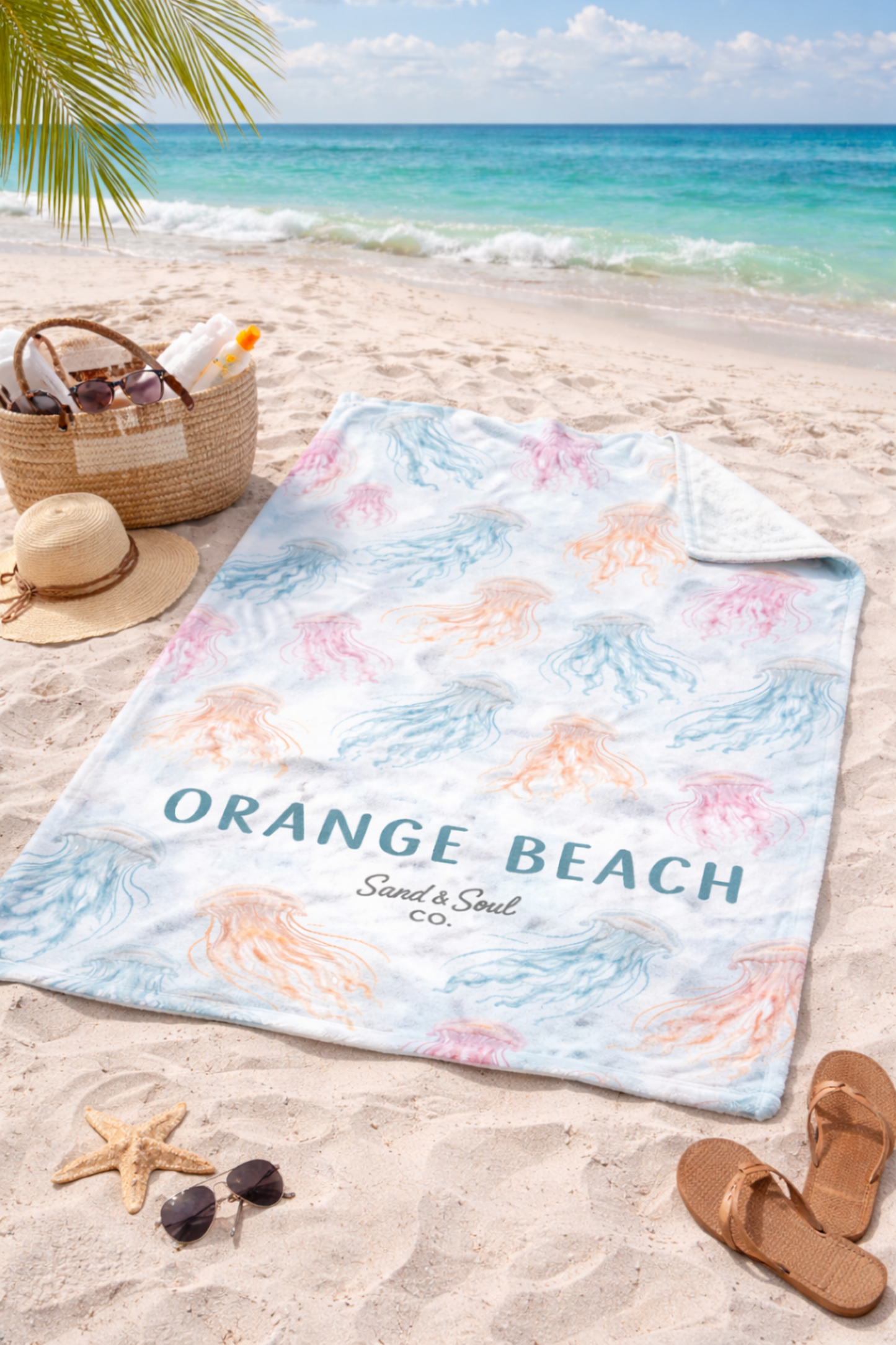 Orange Beach Jellyfish Blanket