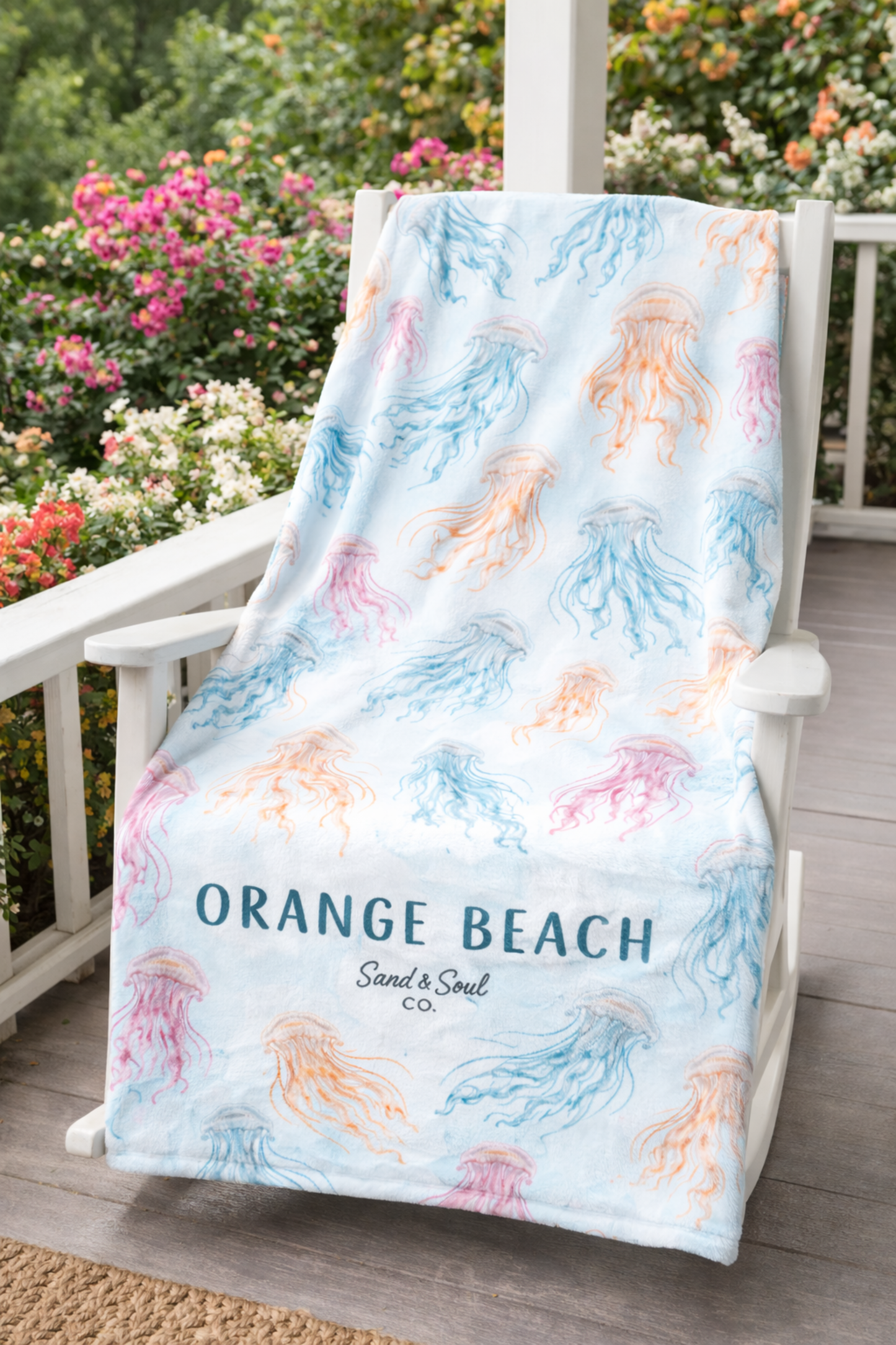 Orange Beach Jellyfish Blanket