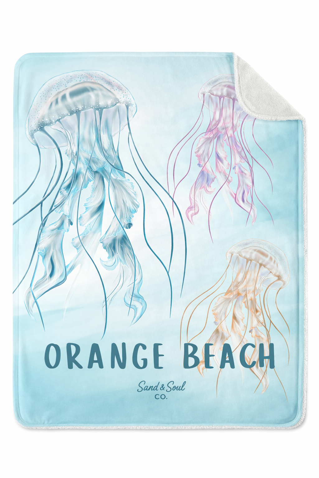 Jellyfish Orange Beach Throw Blanket