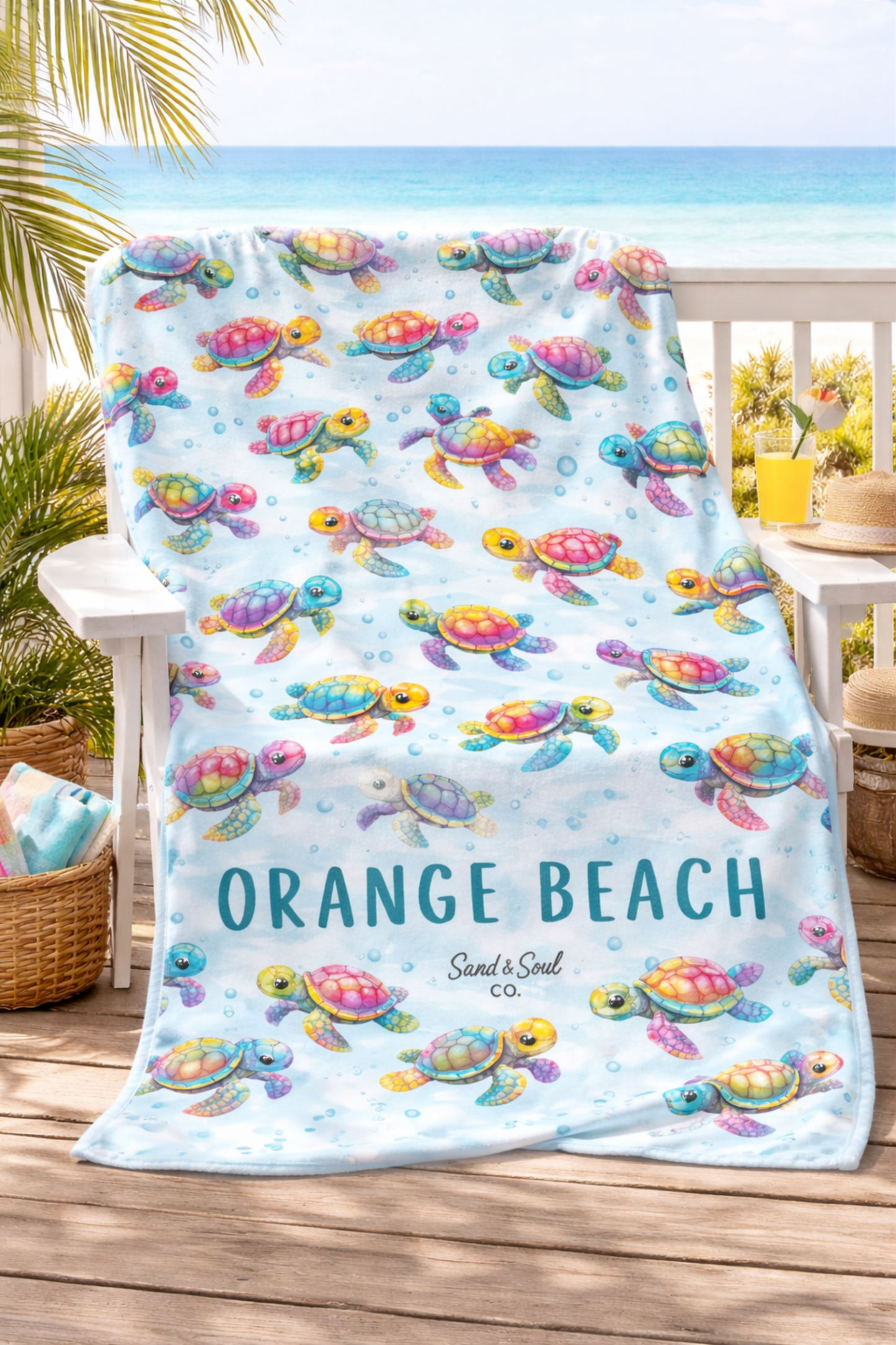 Orange Beach Baby Sea Turtles Blanket